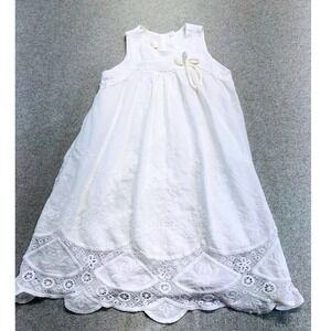 Isobella & Chloe Dress Kids 4 White Eyelet Lace Scalloped Boho Victorian Classic